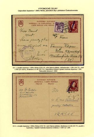 CZECHOSLOVAKIA: POSTAL STATIONERY 1945-46 (RESTORE THE POSTAL SERVICES) – sheet 92