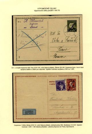 CZECHOSLOVAKIA: POSTAL STATIONERY 1945-46 (RESTORE THE POSTAL SERVICES) – sheet 93