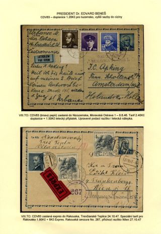 CZECHOSLOVAKIA: POSTAL STATIONERY 1945-46 (RESTORE THE POSTAL SERVICES) – sheet 96