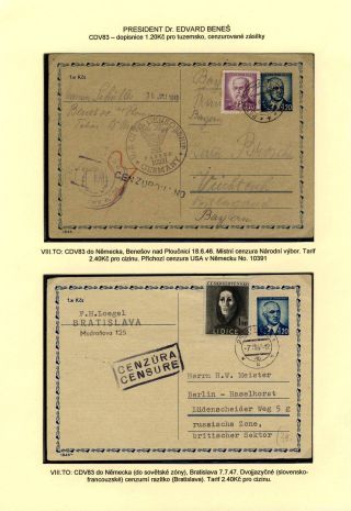 TSCHECHOSLOWAKEI: GANZSACHEN 1945-46 (WIEDERHERSTELLUNG DER POSTVERKEHR) – Blatt 98