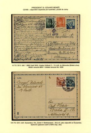 TSCHECHOSLOWAKEI: GANZSACHEN 1945-46 (WIEDERHERSTELLUNG DER POSTVERKEHR) – Blatt 102