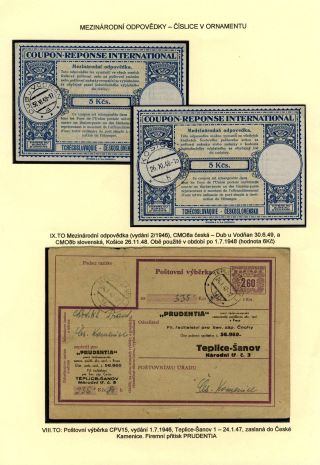 TSCHECHOSLOWAKEI: GANZSACHEN 1945-46 (WIEDERHERSTELLUNG DER POSTVERKEHR) – Blatt 109