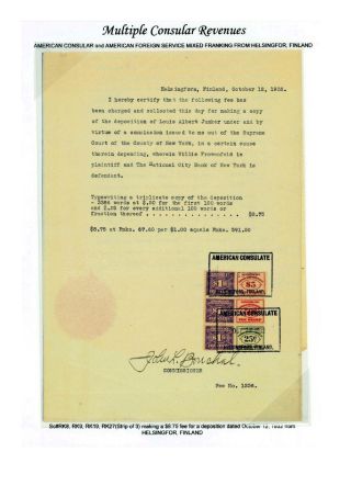CONSULAR-GEBÜHRMARKEN DER USA UND IHRE VERWENDUNG – Blatt 10