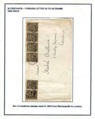 POSTGESCHICHTE VON KOLUMBIEN 1866-1899 – Blatt 31