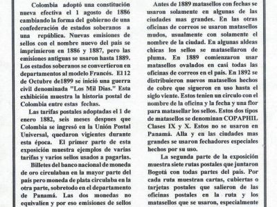 POSTAL HISTORY OF COLOMBIA 1886-1899