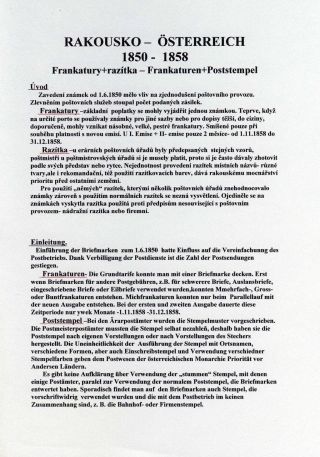 RAKOUSKO 1850-1858, FRANKATURY A RAZÍTKA – list 1