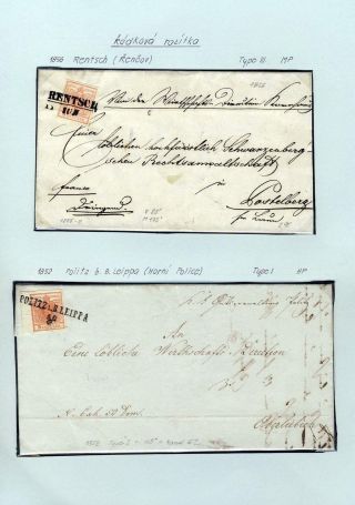 AUSTRIA 1850-1858, FRANKING AND POSTMARKS – sheet 61