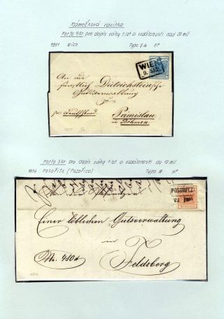 AUSTRIA 1850-1858, FRANKING AND POSTMARKS – sheet 77