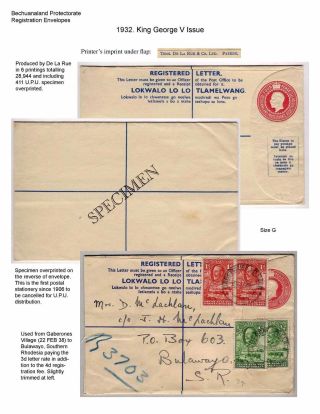 BETSCHUANALAND - EINSCHREIBENUMSCHÄGE – Blatt 69