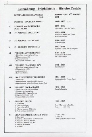 LUCEMBURSKO - PŘEDZNÁMKOVÉ OBDOBÍ: POŠTOVNÍ HISTORIE – list 1