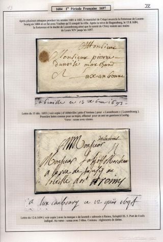 LUCEMBURSKO - PŘEDZNÁMKOVÉ OBDOBÍ: POŠTOVNÍ HISTORIE – list 12
