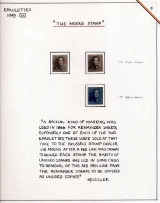 "EPAULETTES":  A SPECIALIZED STUDY OF BELGIUM`S FIRST POSTAGE STAMPS AND SUBSEQUENT ISSUES – sheet 5