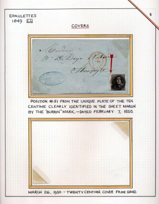 "EPAULETTES":  A SPECIALIZED STUDY OF BELGIUM`S FIRST POSTAGE STAMPS AND SUBSEQUENT ISSUES – sheet 8