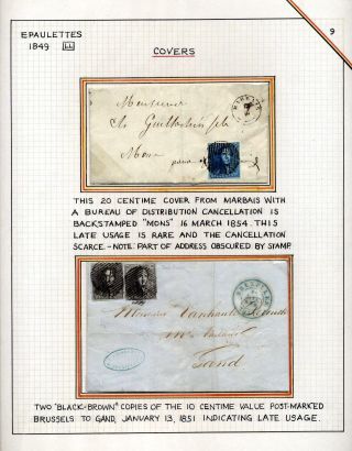 "EPAULETTES":  A SPECIALIZED STUDY OF BELGIUM`S FIRST POSTAGE STAMPS AND SUBSEQUENT ISSUES – sheet 9