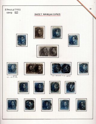 "EPAULETTES":  A SPECIALIZED STUDY OF BELGIUM`S FIRST POSTAGE STAMPS AND SUBSEQUENT ISSUES – sheet 10