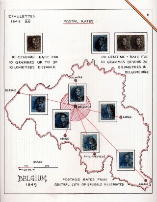 "EPAULETTES":  A SPECIALIZED STUDY OF BELGIUM`S FIRST POSTAGE STAMPS AND SUBSEQUENT ISSUES – sheet 11