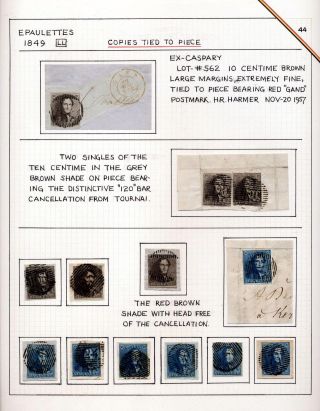 "EPAULETTES":  A SPECIALIZED STUDY OF BELGIUM`S FIRST POSTAGE STAMPS AND SUBSEQUENT ISSUES – sheet 44