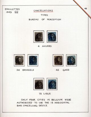 "EPAULETTES":  A SPECIALIZED STUDY OF BELGIUM`S FIRST POSTAGE STAMPS AND SUBSEQUENT ISSUES – sheet 46