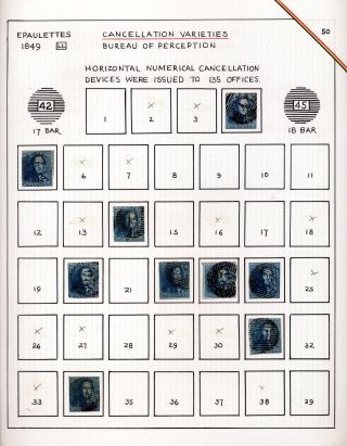 "EPAULETTES":  A SPECIALIZED STUDY OF BELGIUM`S FIRST POSTAGE STAMPS AND SUBSEQUENT ISSUES – sheet 50