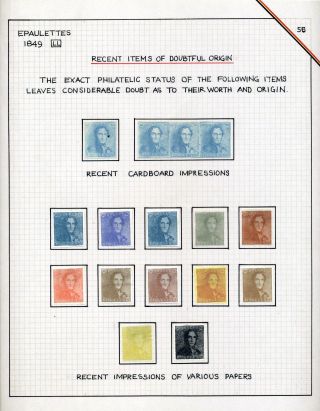 "EPAULETTES":  A SPECIALIZED STUDY OF BELGIUM`S FIRST POSTAGE STAMPS AND SUBSEQUENT ISSUES – sheet 56