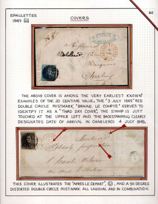 "EPAULETTES":  A SPECIALIZED STUDY OF BELGIUM`S FIRST POSTAGE STAMPS AND SUBSEQUENT ISSUES – sheet 60