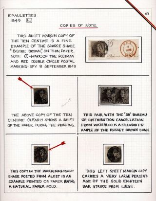 "EPAULETTES":  A SPECIALIZED STUDY OF BELGIUM`S FIRST POSTAGE STAMPS AND SUBSEQUENT ISSUES – sheet 63