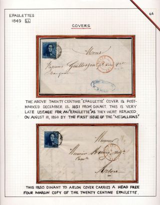 "EPAULETTES":  A SPECIALIZED STUDY OF BELGIUM`S FIRST POSTAGE STAMPS AND SUBSEQUENT ISSUES – sheet 64