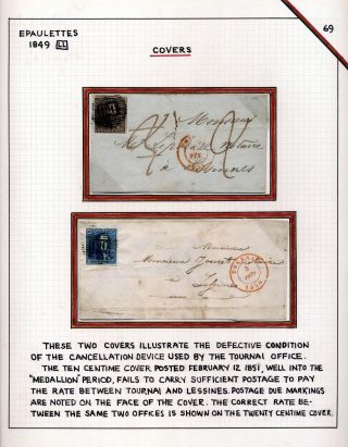 "EPAULETTES":  A SPECIALIZED STUDY OF BELGIUM`S FIRST POSTAGE STAMPS AND SUBSEQUENT ISSUES – sheet 69
