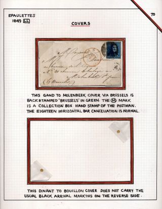 "EPAULETTES":  A SPECIALIZED STUDY OF BELGIUM`S FIRST POSTAGE STAMPS AND SUBSEQUENT ISSUES – sheet 70