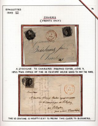 "EPAULETTES":  A SPECIALIZED STUDY OF BELGIUM`S FIRST POSTAGE STAMPS AND SUBSEQUENT ISSUES – sheet 74