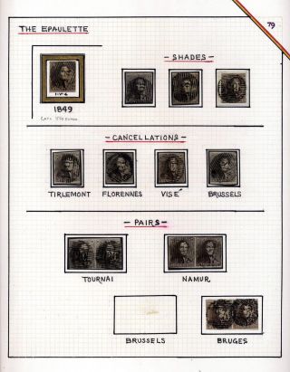 "EPAULETTES":  A SPECIALIZED STUDY OF BELGIUM`S FIRST POSTAGE STAMPS AND SUBSEQUENT ISSUES – sheet 79