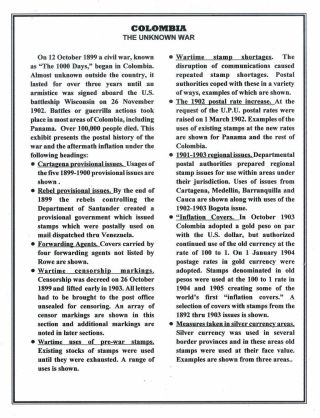 KOLUMBIE - NEZNÁMÁ VÁLKA – list 1