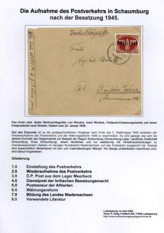 RESUMPTION OF POSTAL TRAFFIC IN SCHAUMBURG AFTER 1945 – sheet 1