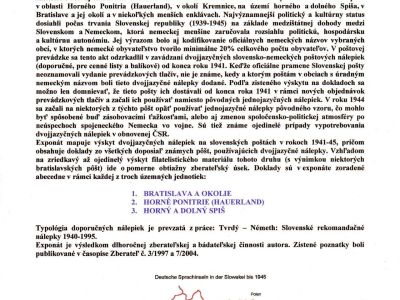 DVOJJAZYČNÉ SLOVENSKO-NĚMECKÉ POŠTOVNÍ NÁLEPKY NA SLOVENSKU (1941 - 1945)
