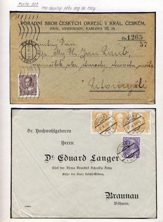 AUSTRIA 1908 - FORMS, FRANKING AND CANCELLATIONS – sheet 58