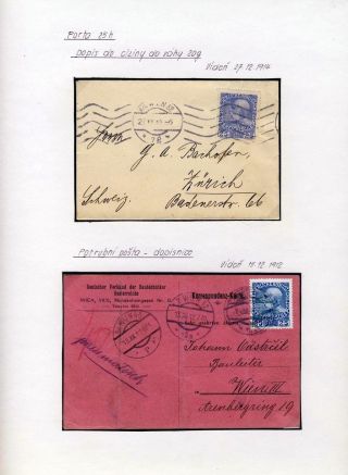 AUSTRIA 1908 - FORMS, FRANKING AND CANCELLATIONS – sheet 59