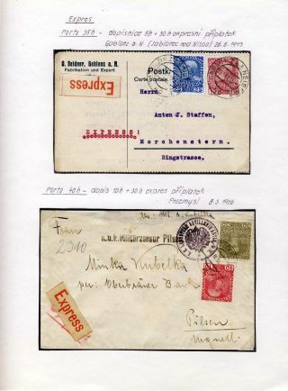 AUSTRIA 1908 - FORMS, FRANKING AND CANCELLATIONS – sheet 62