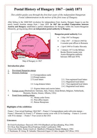POŠTOVNÍ HISTORIE MAĎARSKA 1867-1871 – list 1