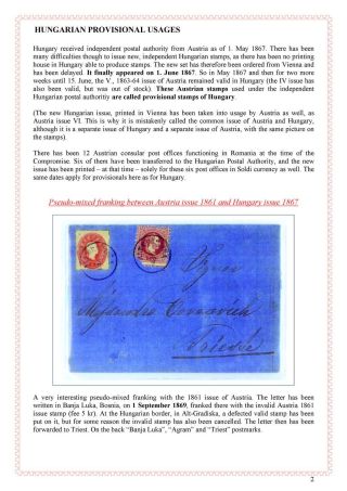POŠTOVNÍ HISTORIE MAĎARSKA 1867-1871 – list 2