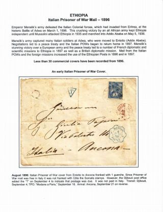 ETHIOPIA: THE FIRST ISSUE AND ITS OVERPRINTS ON COMMERCIAL COVERS: 1895-1911 – sheet 4