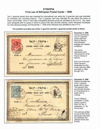 ETHIOPIA: THE FIRST ISSUE AND ITS OVERPRINTS ON COMMERCIAL COVERS: 1895-1911 – sheet 8