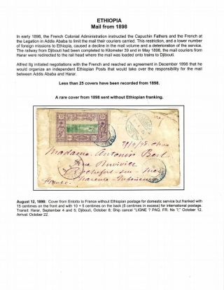 ETHIOPIA: THE FIRST ISSUE AND ITS OVERPRINTS ON COMMERCIAL COVERS: 1895-1911 – sheet 13