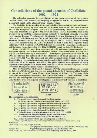 RAZÍTKA POŠTOVEN NA ŽITNÉM OSTROVĚ 1902-1921 – list 1