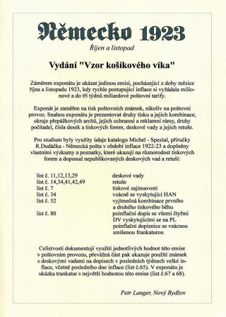 NĚMECKO 1923 (ŘÍJEN A LISTOPAD), VYDÁNÍ "VZOR KOŠÍKOVÉHO VÍKA" – list 1