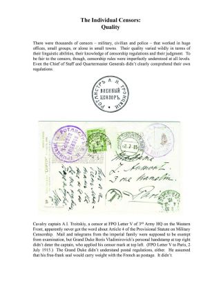 MILITARY CENSORSHIP IN IMPERIAL RUSSIA 1904-1917 – sheet 14