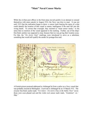 MILITARY CENSORSHIP IN IMPERIAL RUSSIA 1904-1917 – sheet 116