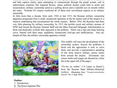 VOJENSKÁ CENZURA V CARSKÉM RUSKU 1904-1917
