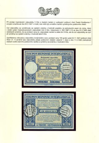 CZECHOSLOVAK INTERNATIONAL REPLY COUPONS (IRC) 1946-1949 – sheet 8