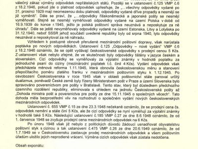CZECHOSLOVAK INTERNATIONAL REPLY COUPONS (IRC) 1946-1949