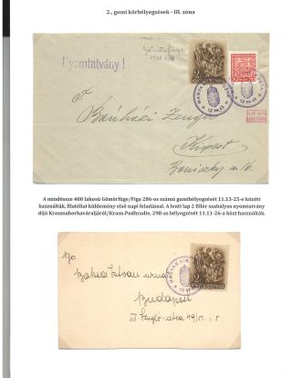 POSTAL HISTORY OF HUNGARY 1938 - USAGE OF NUMERAL POSTMARKS – sheet 9